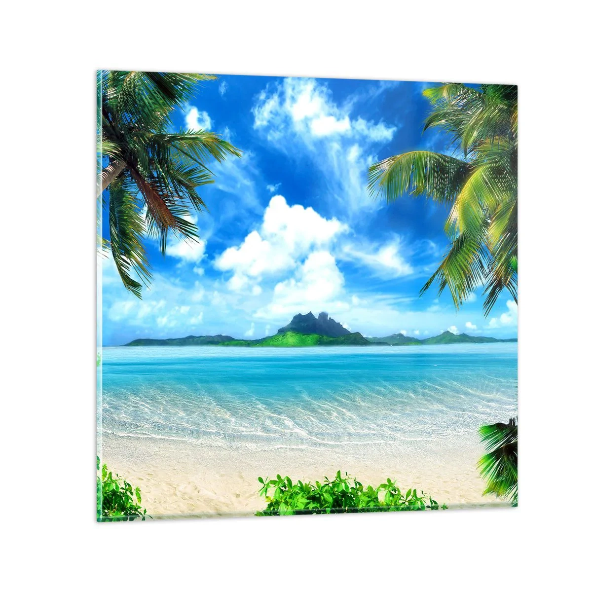 Glass picture - Blue Tropics - 70x70 cm