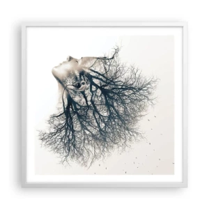 Poster in white frmae - Listening to the Whisper of the Trees - 60x60 cm