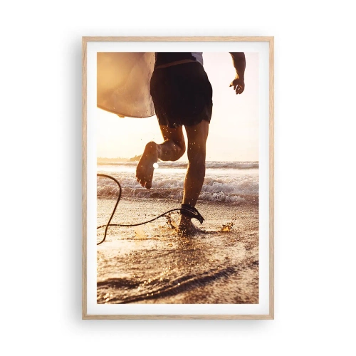 Poster in light oak frame - Encounter with a Wave - 61x91 cm