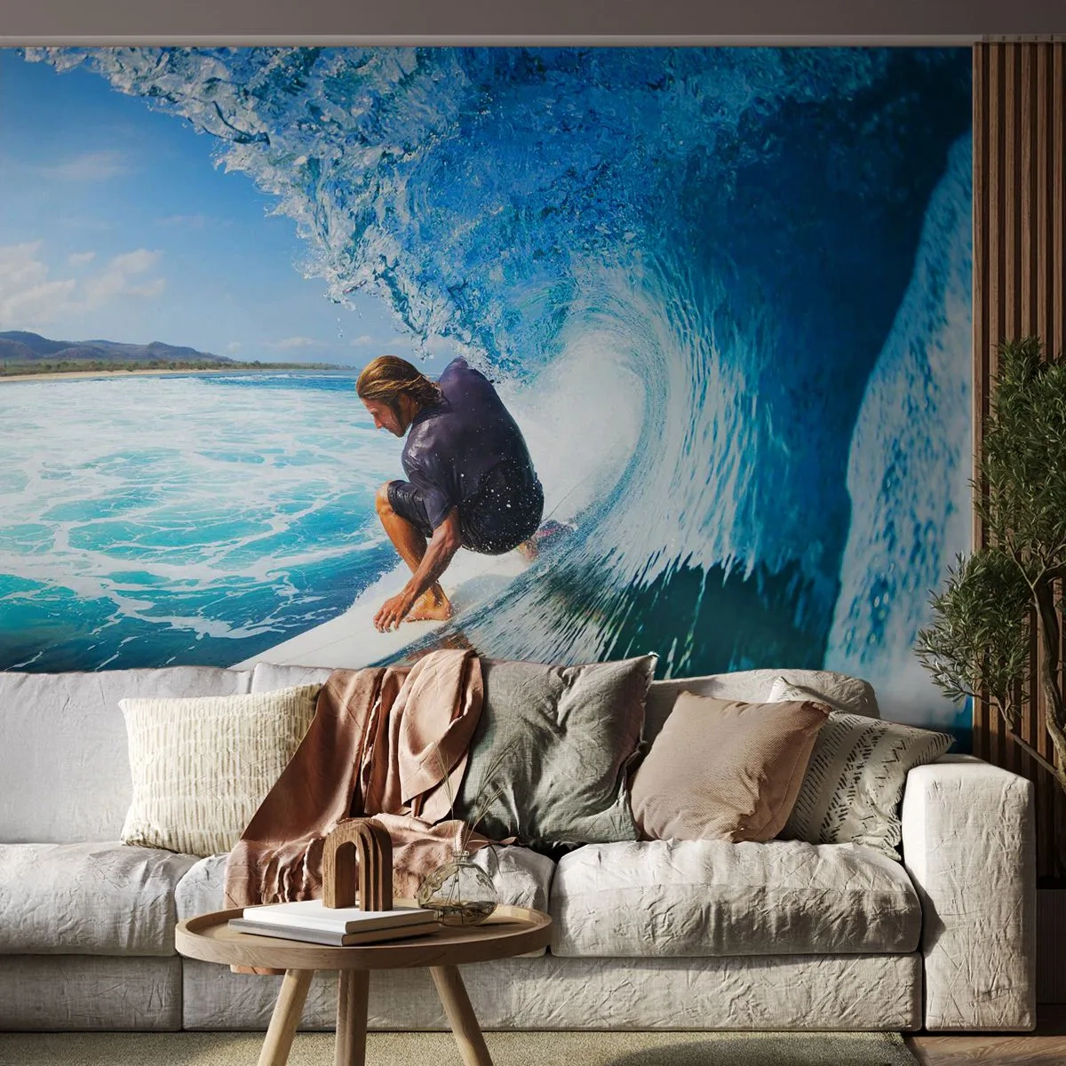 Self-Adhesive Photo Wallpaper Deluxe Sticker - Dancing with Waves - Sport, Surfing, Surfboard - 250x175 cm