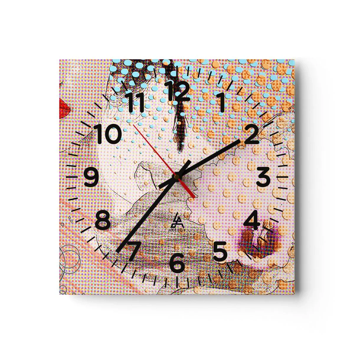 Wall clock - Clock on glass - Comic Heroine - 40x40 cm