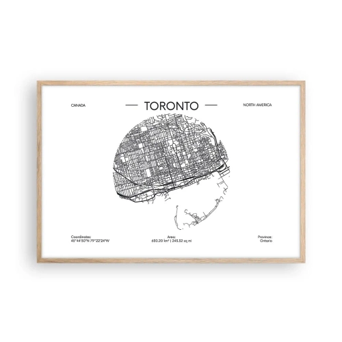 Poster in light oak frame - Anatomy of Toronto - 91x61 cm