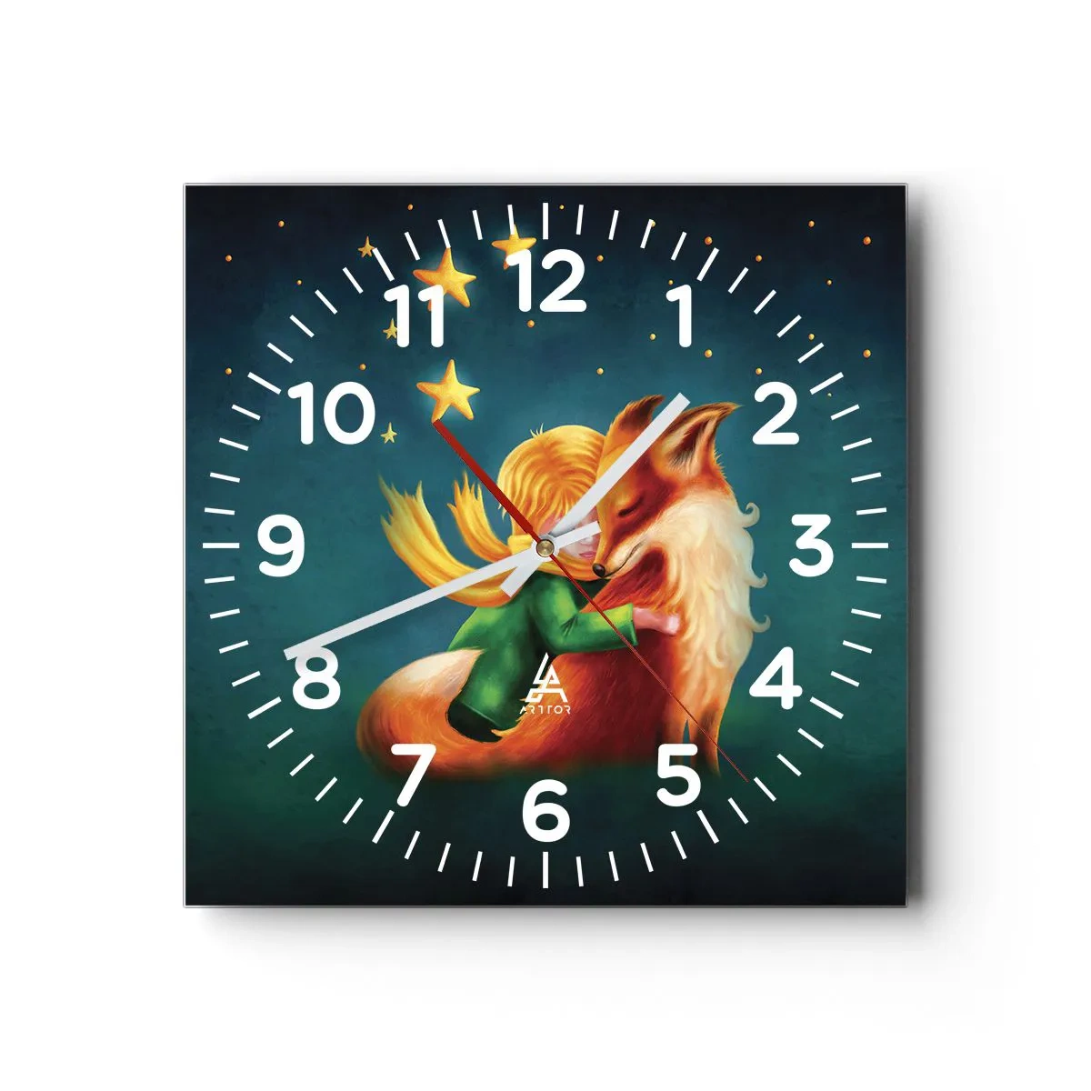 Wall clock - Clock on glass - Little Prince - 40x40 cm