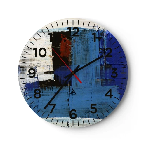 Wall clock - Clock on glass - The Secret of Blue - 30x30 cm
