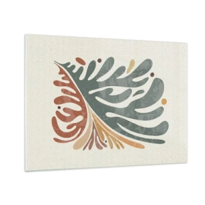 Glass picture - Abstract leaf in warm colors - 70x50cm - Multicolour Leaf - Modern wall decoration for the living room and bedroom ARTTOR