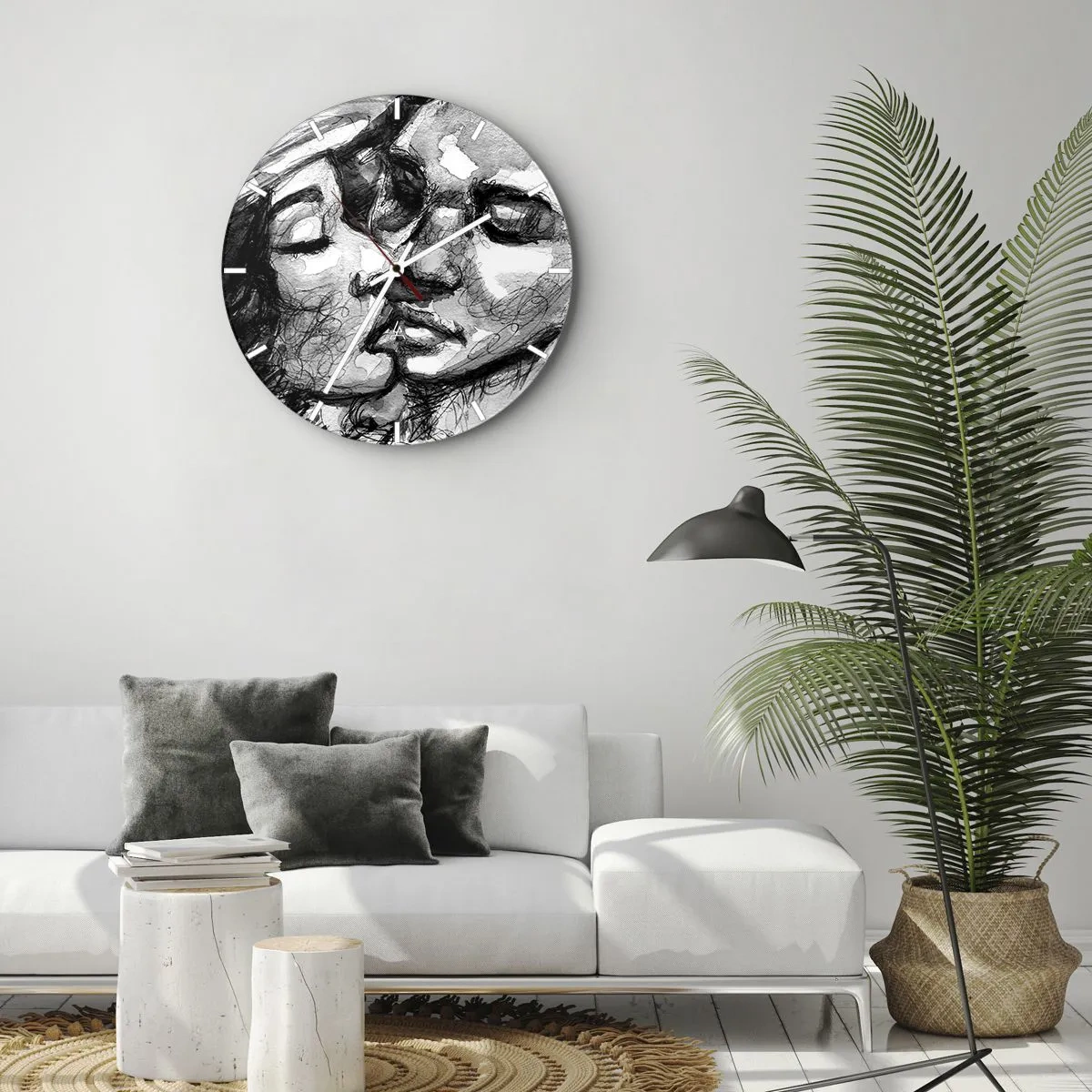 Wall clock - Clock on glass - Tender Moment - 40x40 cm