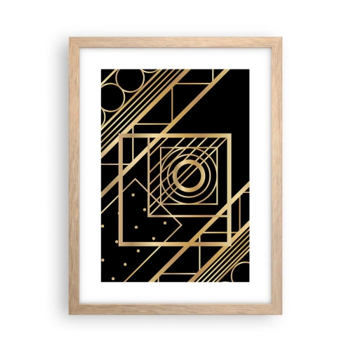Poster in light oak frame - Golden Geometry - 30x40 cm