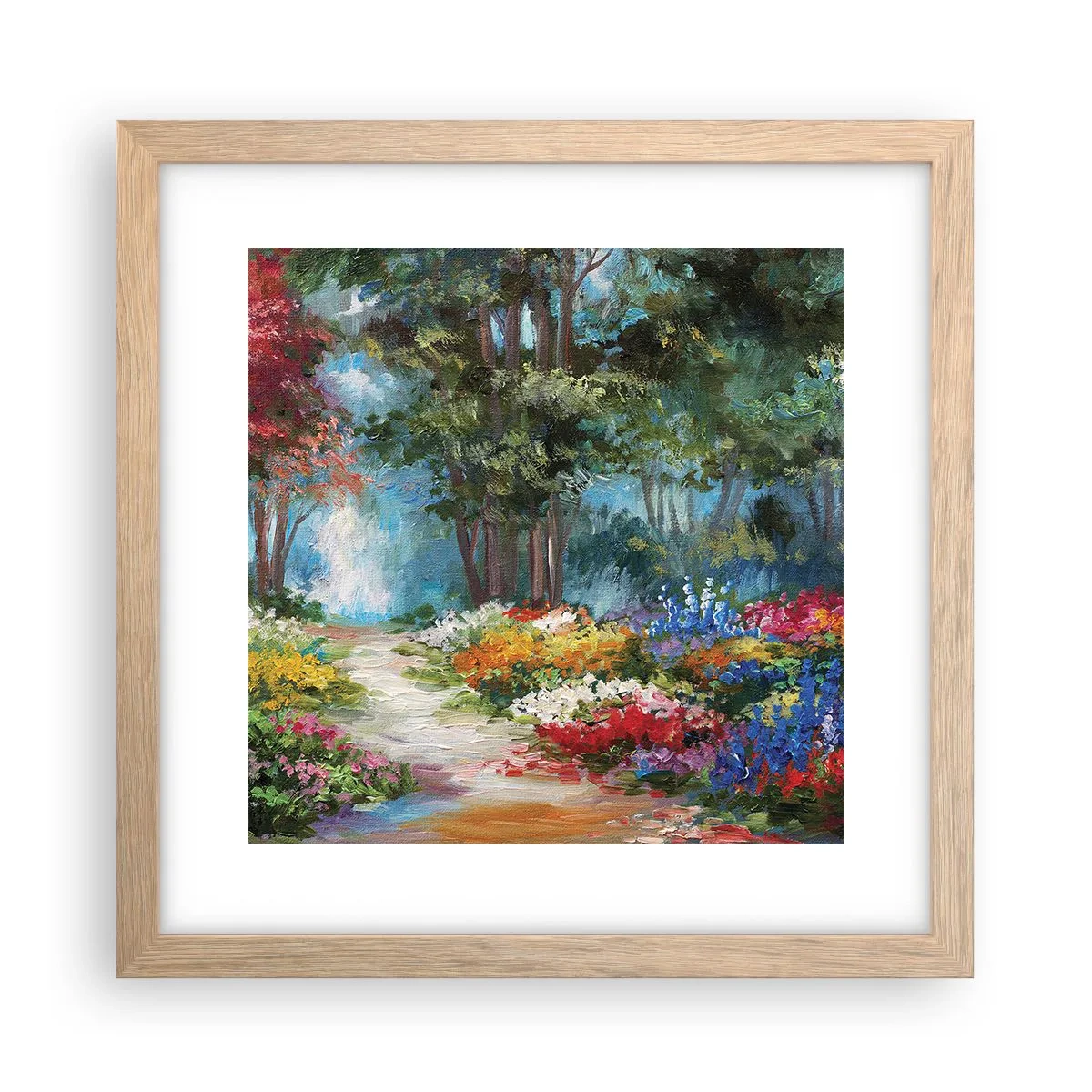 Poster in light oak frame - Wood Garden, Flowery Forest - 30x30 cm