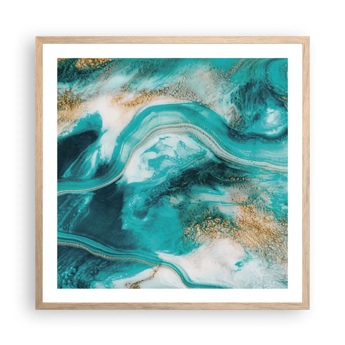 Poster in light oak frame - River of Gold - 60x60 cm