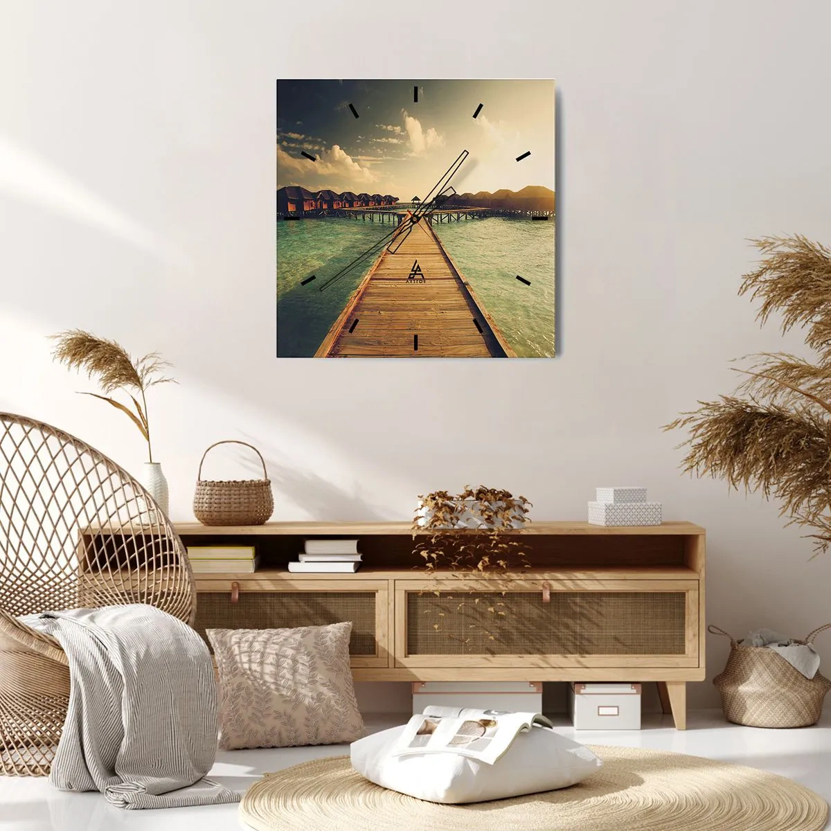 Wall clock - Clock on glass - Warm Welcome - 40x40 cm