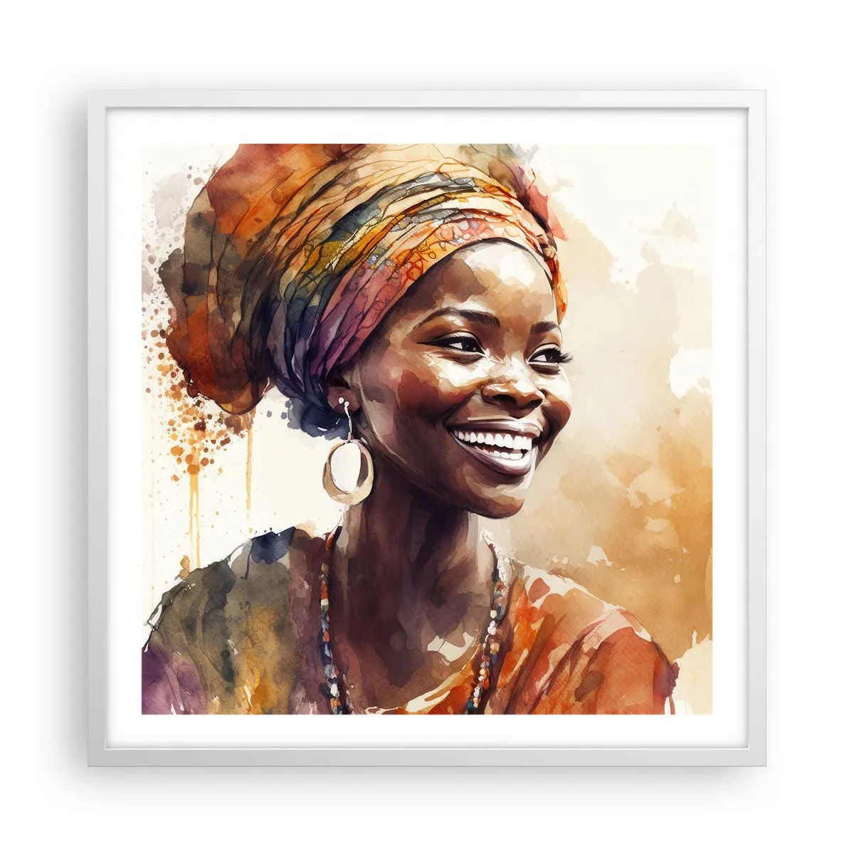 Poster in white frmae - African Queen - 60x60 cm