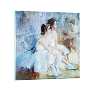 Glass picture - Young Swans Resting - 60x60 cm