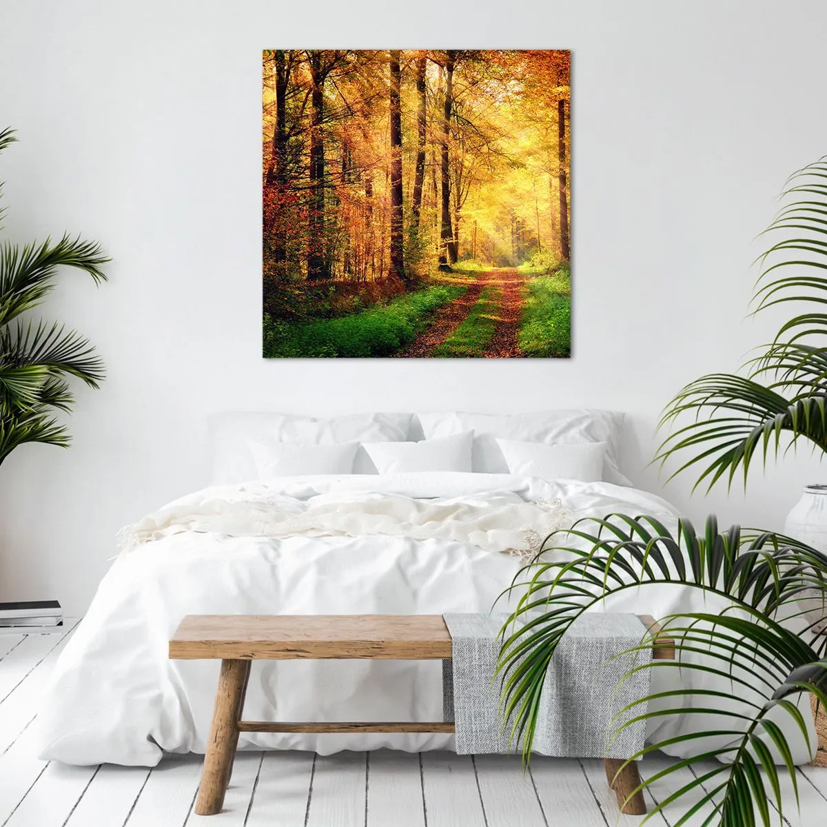 Canvas picture - Forest Golden silence - 40x40 cm