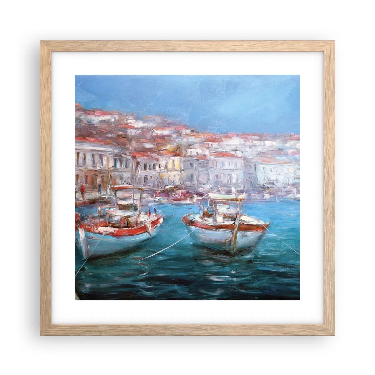 Poster in light oak frame - Italian Bay - 40x40 cm