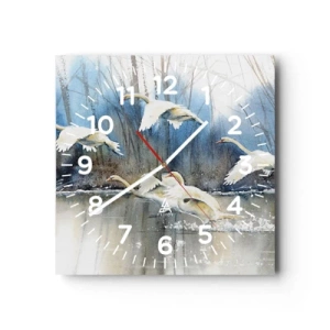 Wall clock - Clock on glass - Like in a Fairy Tale about Wild Swans - 40x40 cm