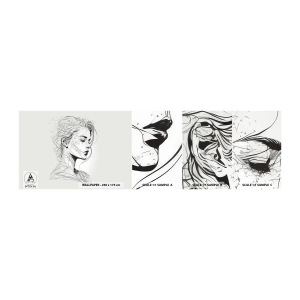 Photo Wallpaper Sample Self-Adhesive Deluxe Sticker - Portrait in Thoughts - Woman, Portrait, Line - 100x30 cm