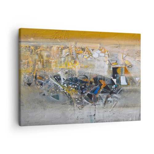 Canvas picture - Abstraction with dominant shades of yellow and gray - 70x50cm - All Will Work out - Modern wall decoration for the living room and bedroom ARTTOR
