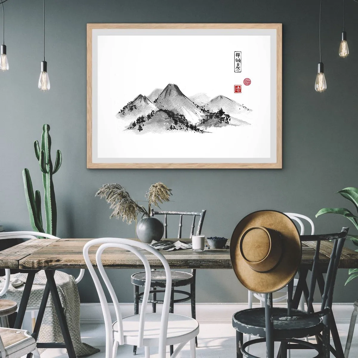 Poster in light oak frame - Further and Further - 70x50 cm