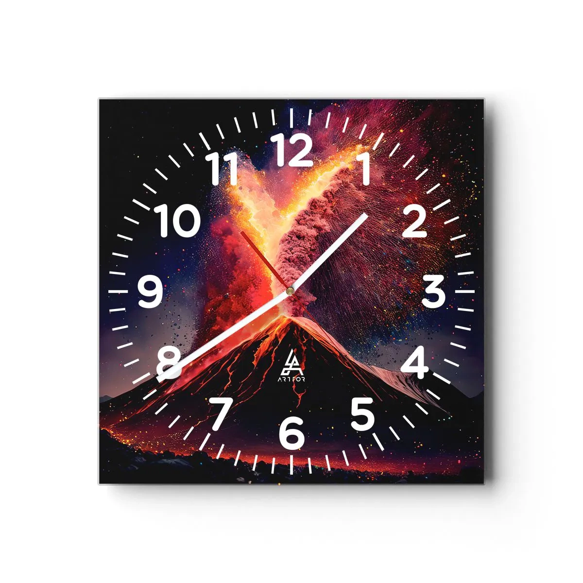 Wall clock - Clock on glass - Beauty and Threat - 30x30 cm