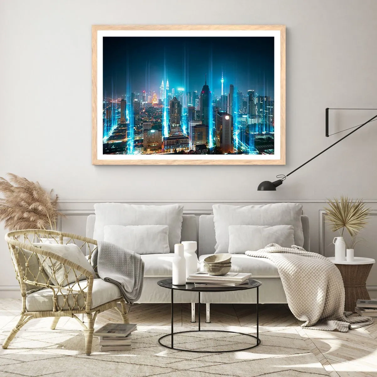 Poster in light oak frame - Berlin Lights - 50x40 cm