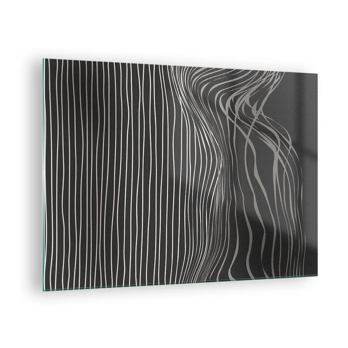 Glass picture - Delicate lines in an abstract arrangement on a dark background - 70x50cm - Rhythm and Accent - Modern wall decoration for the living room and bedroom ARTTOR