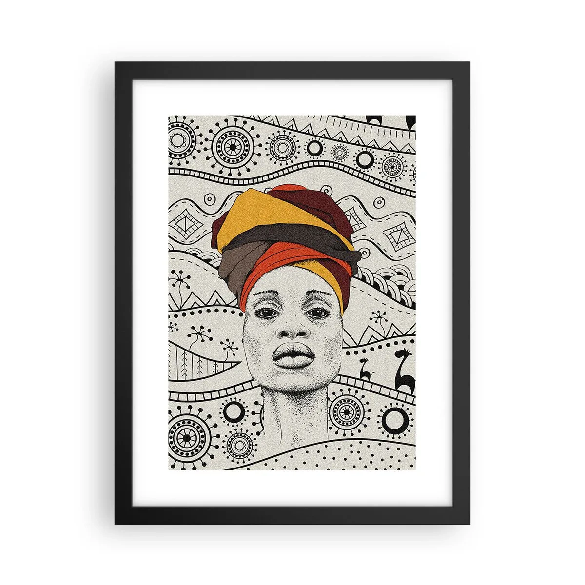 Poster in black frame - African Portrait - 30x40 cm