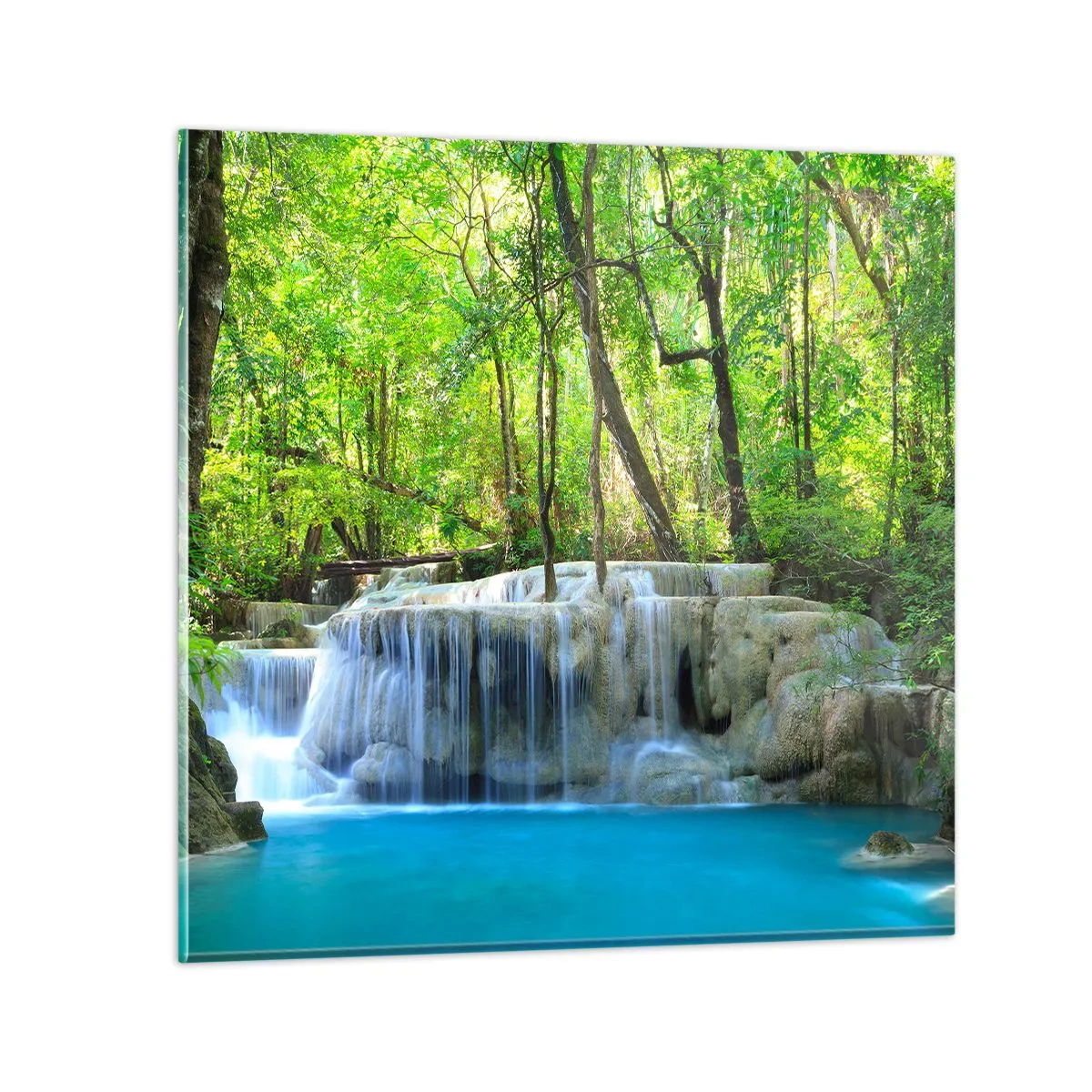 Glass picture - Drowning in Turquoise and Green - 60x60 cm