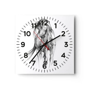 Wall clock - Clock on glass - In a Graceful Trot - 40x40 cm