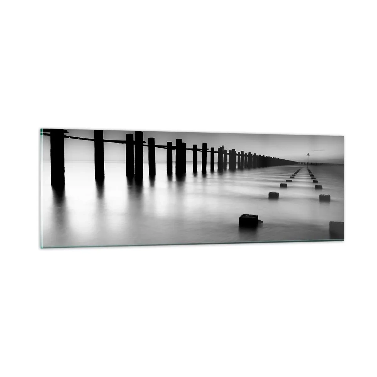 Glass picture - Grey Distance in a Fog - 90x30 cm