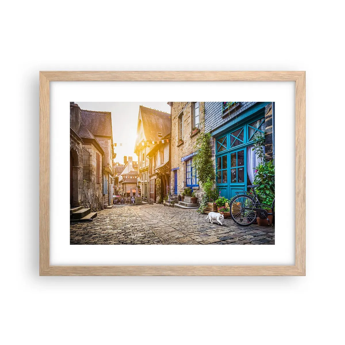 Poster in light oak frame - White Spirit of a Town - 40x30 cm