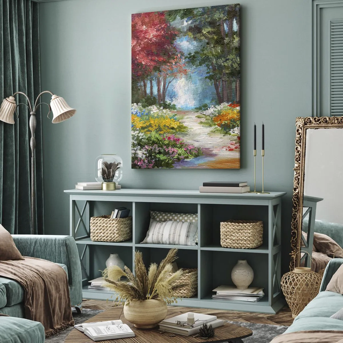 Canvas picture - Wood Garden, Flowery Forest - 65x120 cm