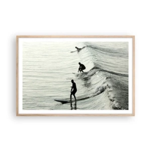 Poster in light oak frame - Meeting the Wave - 91x61 cm