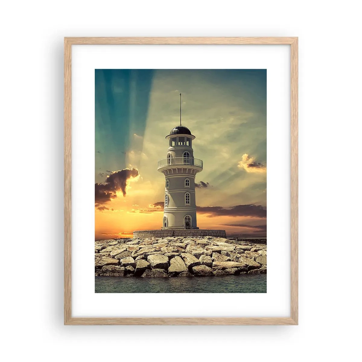 Poster in light oak frame - Light, Hope, Beauty - 40x50 cm