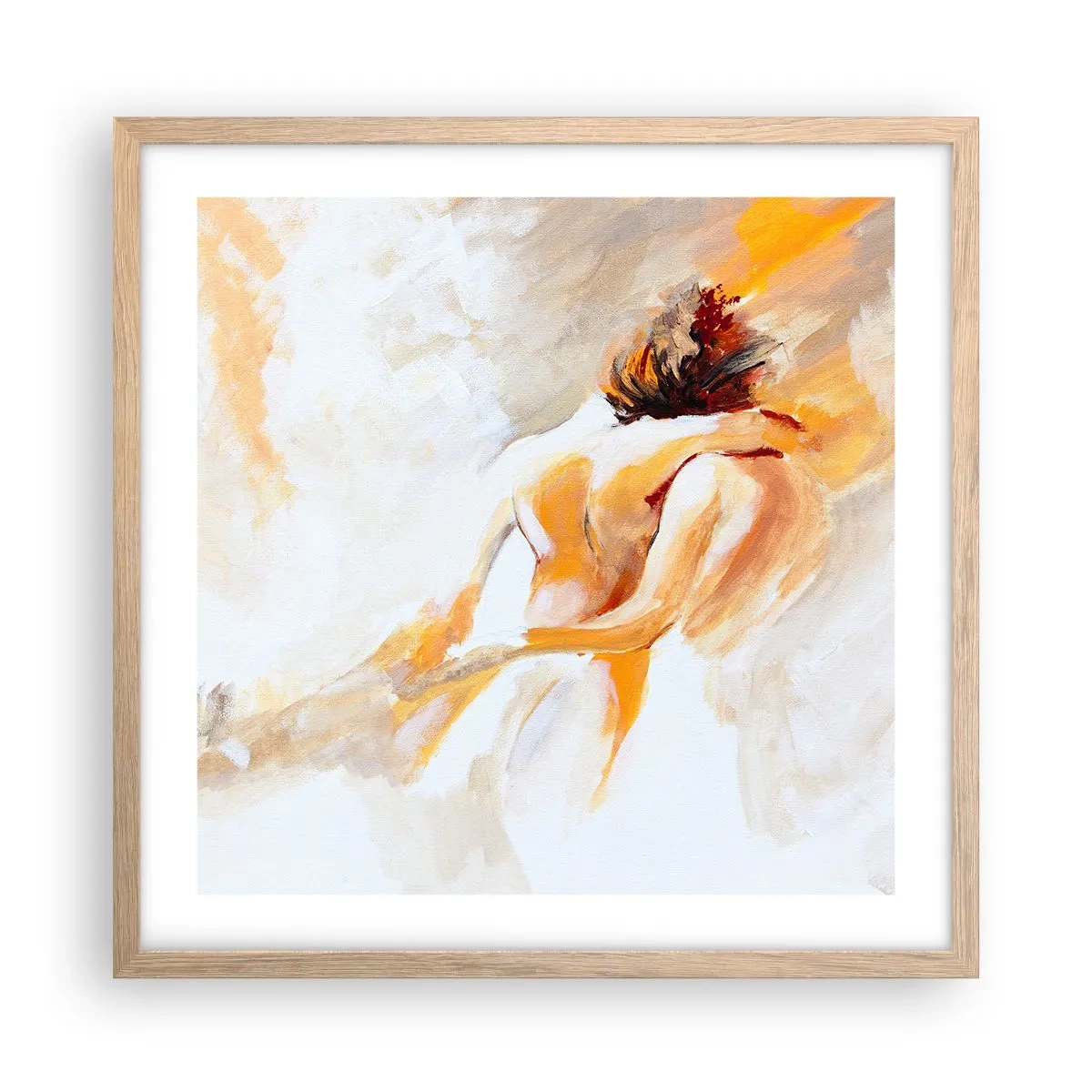 Poster in light oak frame - Heavenly Embrace - 50x50 cm