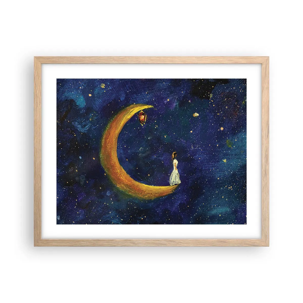 Poster in light oak frame - Calling of the World - 50x40 cm