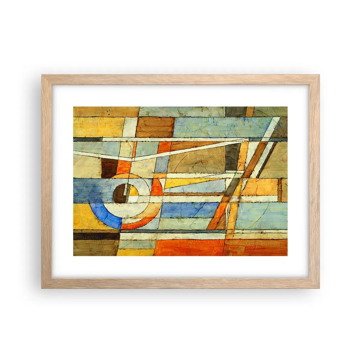 Poster in light oak frame - Cubism on a Construction Site - 40x30 cm