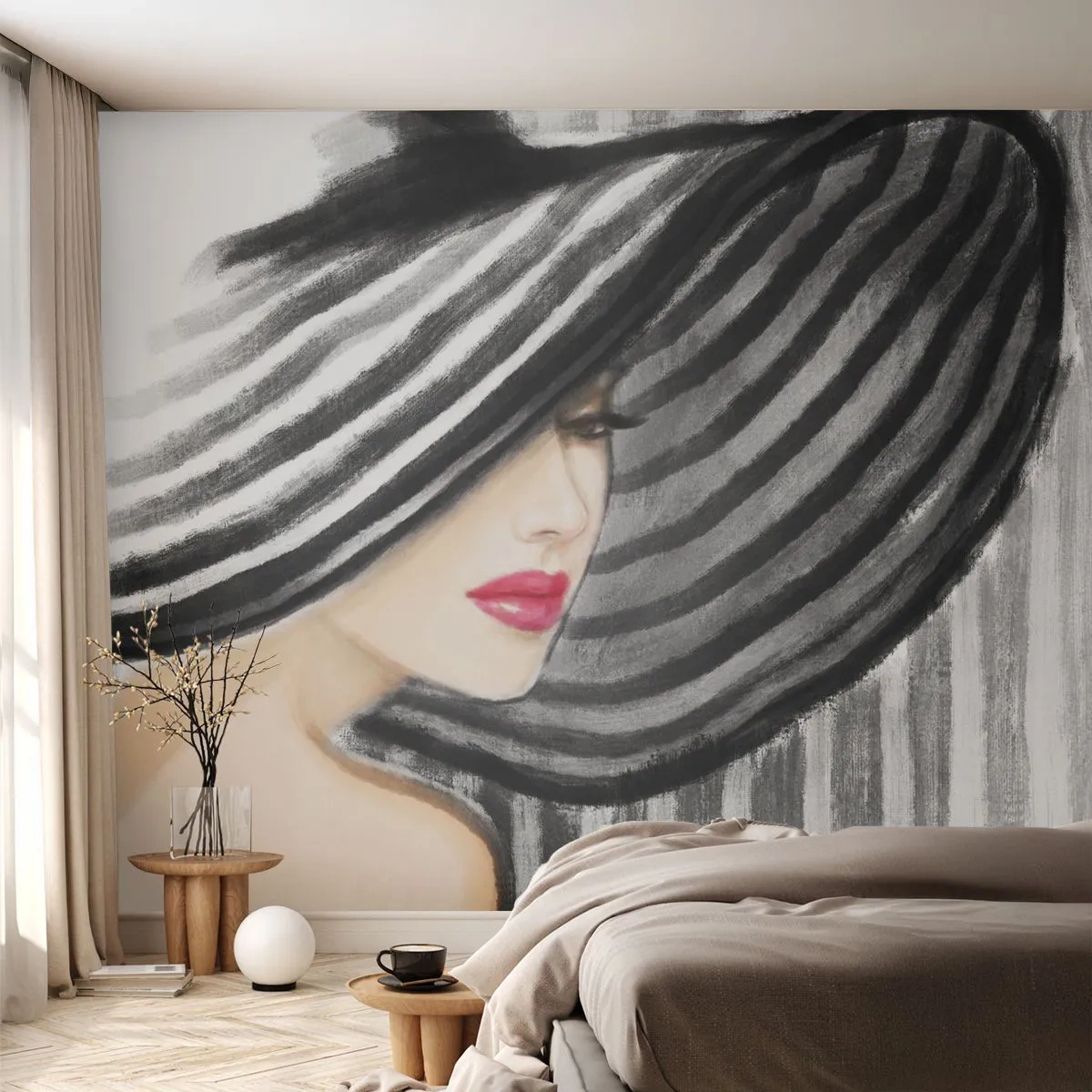 Photo Wallpaper Standard Eco - Where Can I Find You? - Woman, Woman's Face, Portrait of a Woman - 200x140 cm