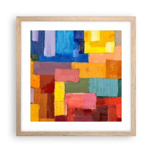 Poster in light oak frame - Each Different, All Colourful - 40x40 cm