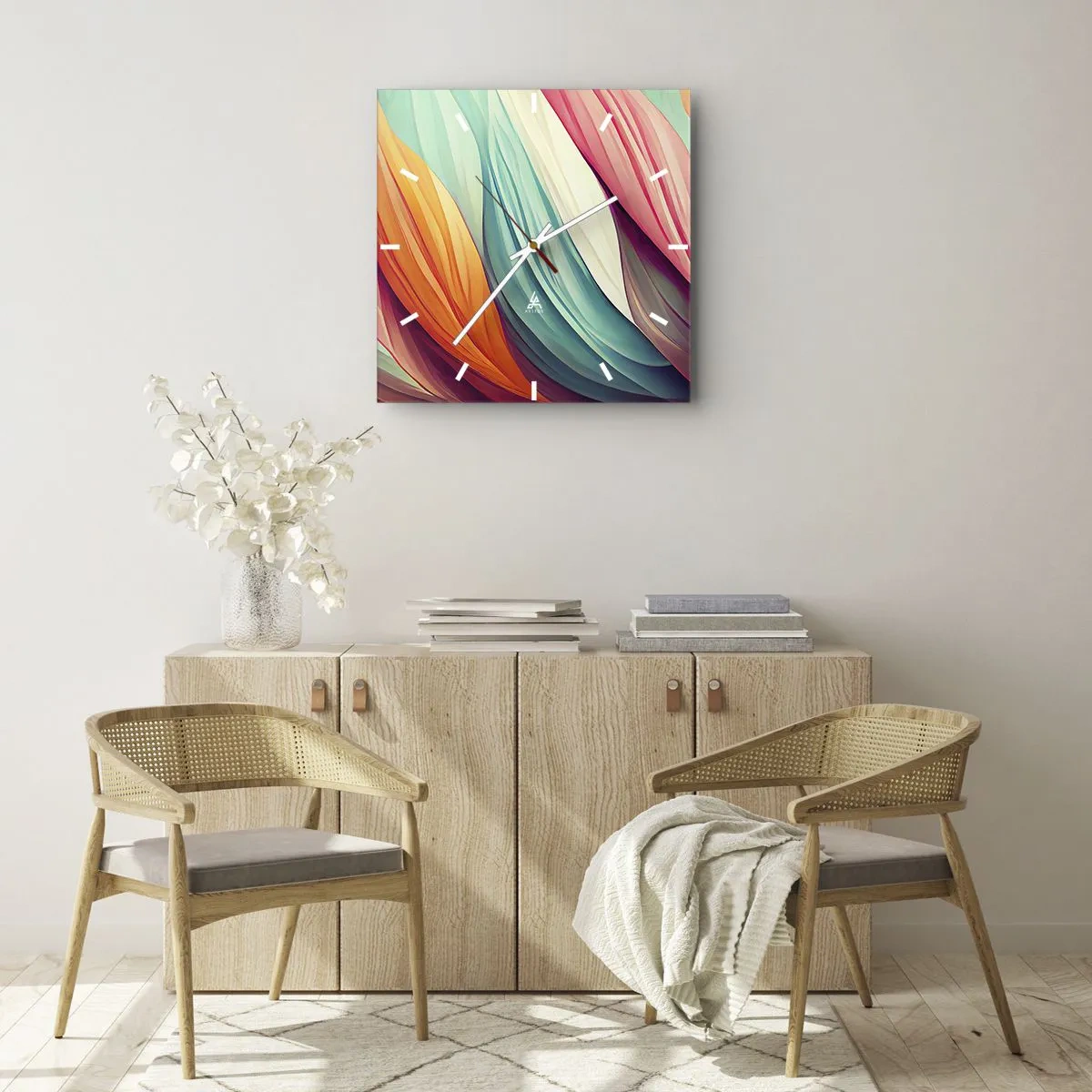 Wall clock - Clock on glass - Rainbow Knot - 30x30 cm