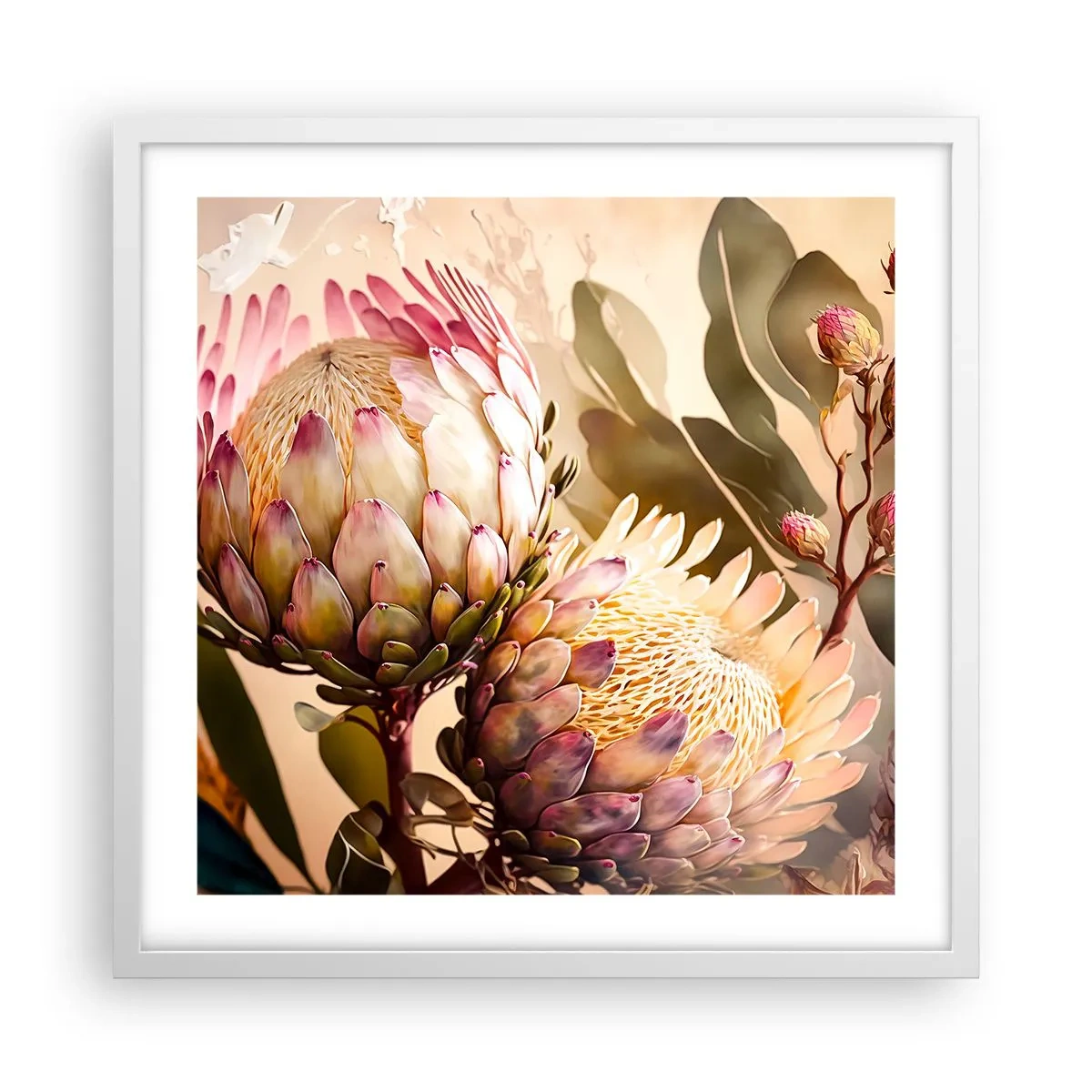 Poster in white frmae - Tender Caress - 50x50 cm