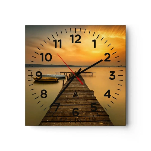 Wall clock - Clock on glass - I Will Open up Golden Sky before You - 30x30 cm