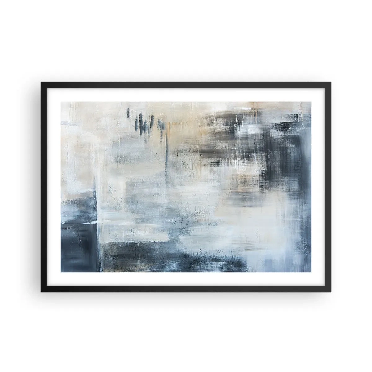 Poster in black frame - Behind the Curtain of Blue - 70x50 cm