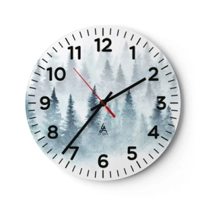 Wall clock - Clock on glass - Wrapped up in a Fog - 30x30 cm