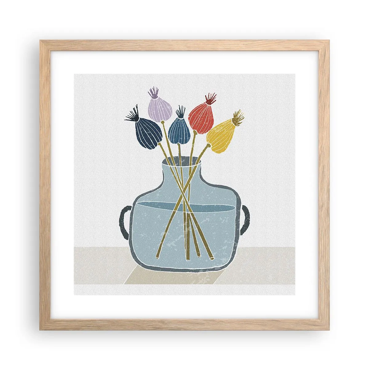 Poster in light oak frame - As Quiet as Poppies - 40x40 cm