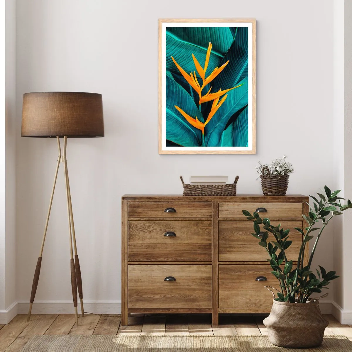 Poster in light oak frame - Flower of Eden - 70x100 cm