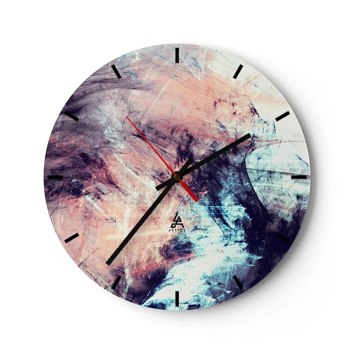 Wall clock - Clock on glass - Abstract composition in pastel shades - 30x30cm - Feel the Wind - Modern wall decoration for the living room, kitchen, and bedroom ARTTOR