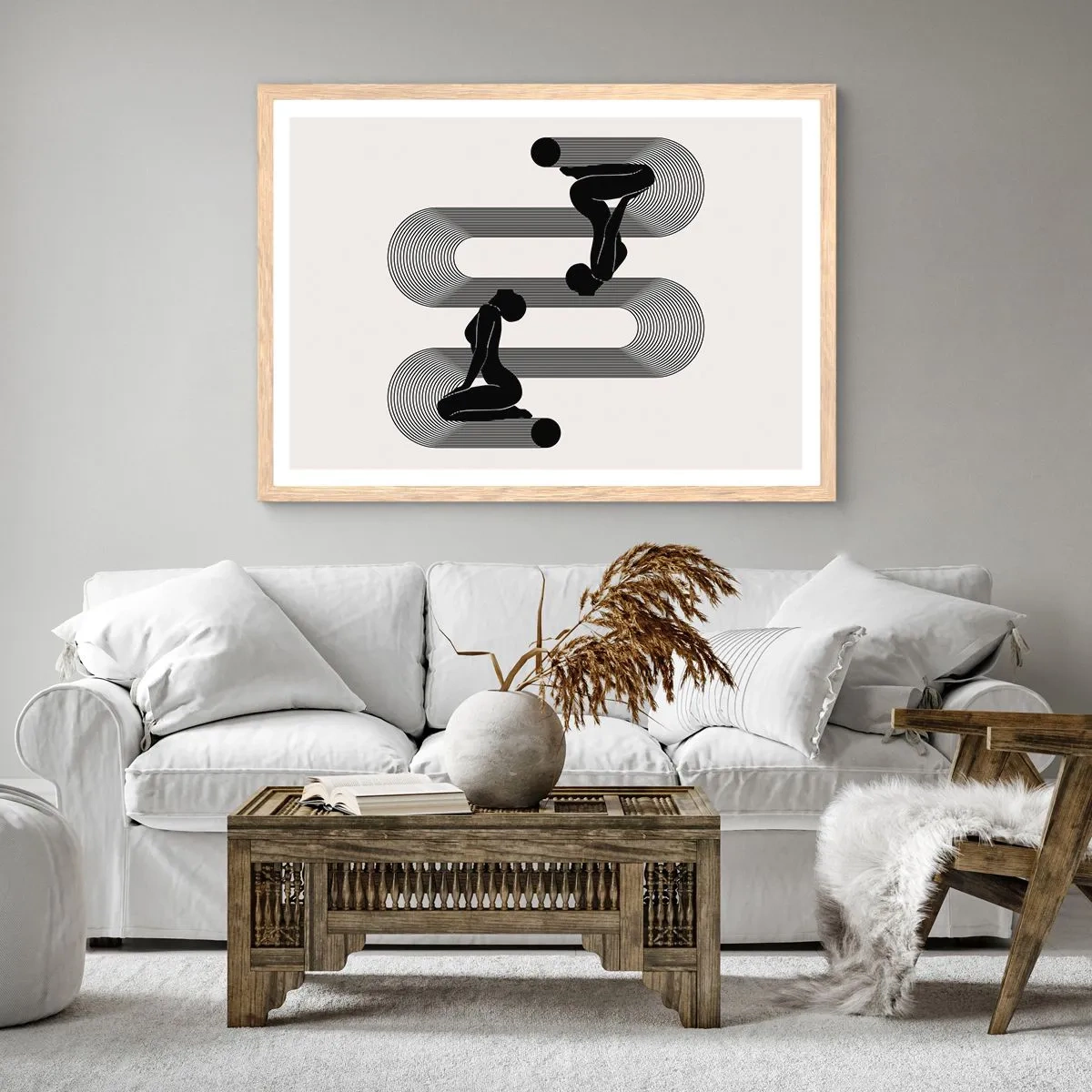 Poster in light oak frame - Sensual Symmetry - 70x50 cm