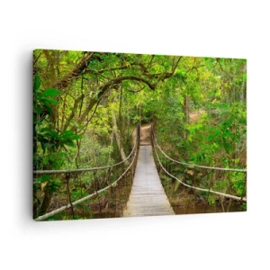 Canvas picture - A hanging bridge surrounded by a green rainforest - 70x50cm - There Is Ivy Growing in the Garden - Modern wall decoration for the living room and bedroom ARTTOR