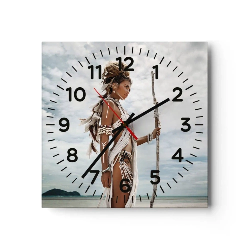 Wall clock - Clock on glass - Queen of the Tropics - 30x30 cm
