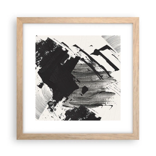 Poster in light oak frame - Abstract - Expression of Black - 30x30 cm